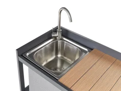 Beliani Set cucina da esterno con lavello ORTISEI Metallo Marrone chiaro Grigio Marrone