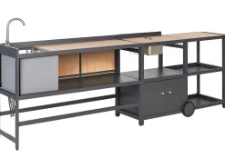 Beliani Set cucina da esterno con lavello ORTISEI Metallo Marrone chiaro Grigio Marrone