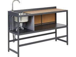 Beliani Set cucina da esterno con lavello ORTISEI Metallo Marrone chiaro Grigio Marrone