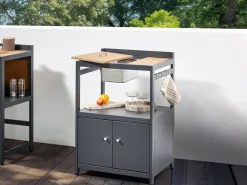 Beliani Set cucina da esterno con lavello ORTISEI Metallo Marrone chiaro Grigio Marrone