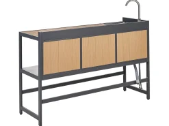 Beliani Set cucina da esterno con lavello ORTISEI Metallo Marrone chiaro Grigio Marrone