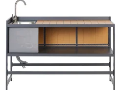 Beliani Set cucina da esterno con lavello ORTISEI Metallo Marrone chiaro Grigio Marrone