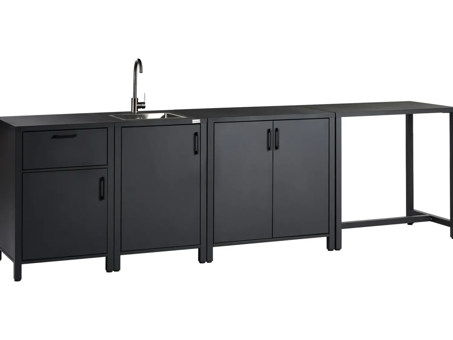 Beliani Set cucina da esterno con lavello ROCHA Metallo grafite Grigio