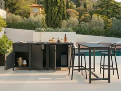 Beliani Set cucina da esterno con lavello ROCHA Metallo grafite Grigio