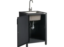 Beliani Set cucina da esterno con lavello ROCHA Metallo grafite Grigio