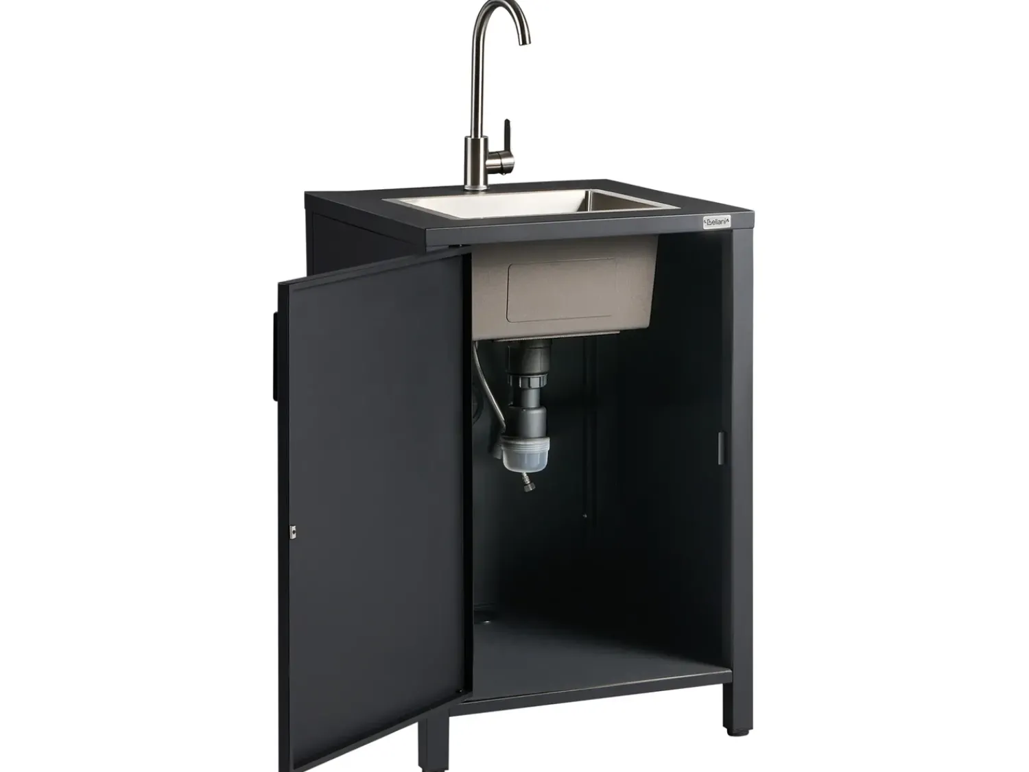 Beliani Set cucina da esterno con lavello ROCHA Metallo grafite Grigio