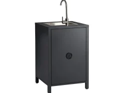 Beliani Set cucina da esterno con lavello ROCHA Metallo grafite Grigio