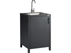 Beliani Set cucina da esterno con lavello ROCHA Metallo grafite Grigio