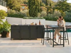 Beliani Set cucina da esterno con lavello ROCHA Metallo grafite Grigio