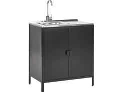 Online Beliani Set cucina da esterno elementi con lavello VILAMA Metallo Nero Argento Nero