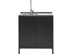 Online Beliani Set cucina da esterno elementi con lavello VILAMA Metallo Nero Argento Nero