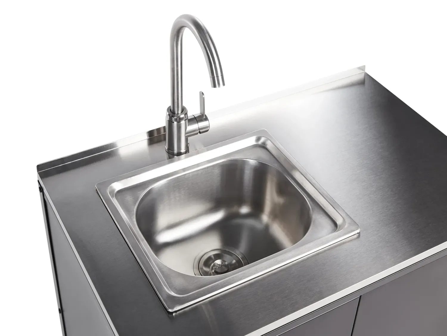 Discount Beliani Set cucina da esterno 2 elementi con lavello VILAMA Metallo Nero Argento Nero