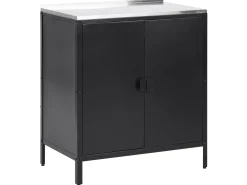 New Beliani Set cucina da esterno 3 elementi con lavello VILAMA Metallo Nero Argento Nero