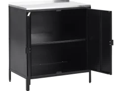 New Beliani Set cucina da esterno 3 elementi con lavello VILAMA Metallo Nero Argento Nero