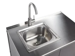 Beliani Set cucina da esterno 3 elementi con lavello VILAMA Metallo Nero Argento Nero
