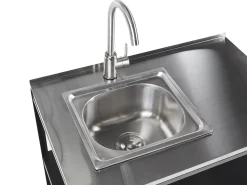 Discount Beliani Set cucina da esterno 4 elementi con lavello VILAMA Metallo Nero Argento Nero