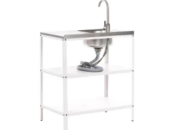 Discount Beliani Set cucina da esterno elementi con lavello VILAMA Bianco Bianco Argento