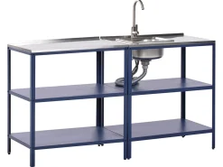 Online Beliani Set cucina da esterno elementi con lavello VILAMA Blu Blu Argento