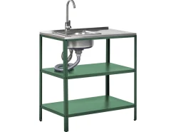Discount Beliani Set cucina da esterno elementi con lavello VILAMA Verde Verde Argento
