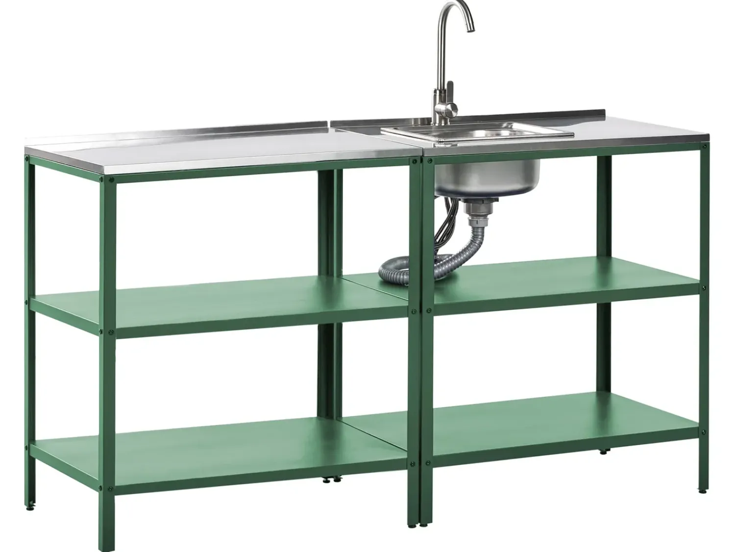 Discount Beliani Set cucina da esterno elementi con lavello VILAMA Verde Verde Argento