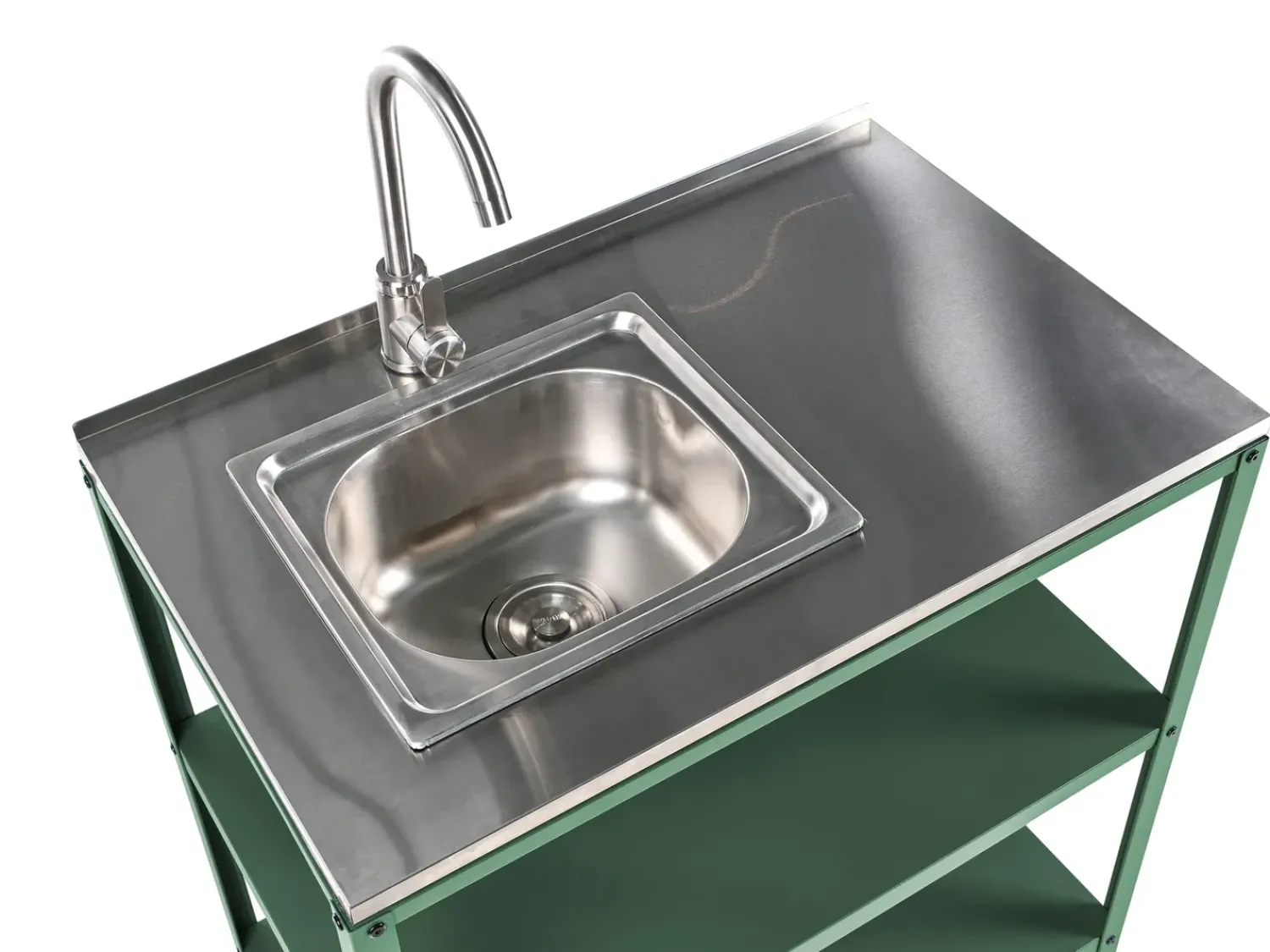 Discount Beliani Set cucina da esterno elementi con lavello VILAMA Verde Verde Argento