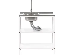 Outlet Beliani Set cucina da esterno elementi con lavello VILAMA Metallo Bianco Bianco Argento