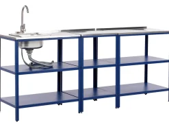 Online Beliani Set cucina da esterno elementi con lavello VILAMA Metallo Blu Blu Argento
