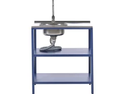Online Beliani Set cucina da esterno elementi con lavello VILAMA Metallo Blu Blu Argento