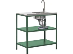 Online Beliani Set cucina da esterno elementi con lavello VILAMA Metallo Verde Verde Argento