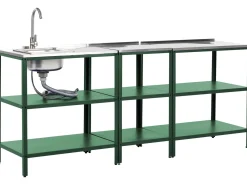 Online Beliani Set cucina da esterno elementi con lavello VILAMA Metallo Verde Verde Argento