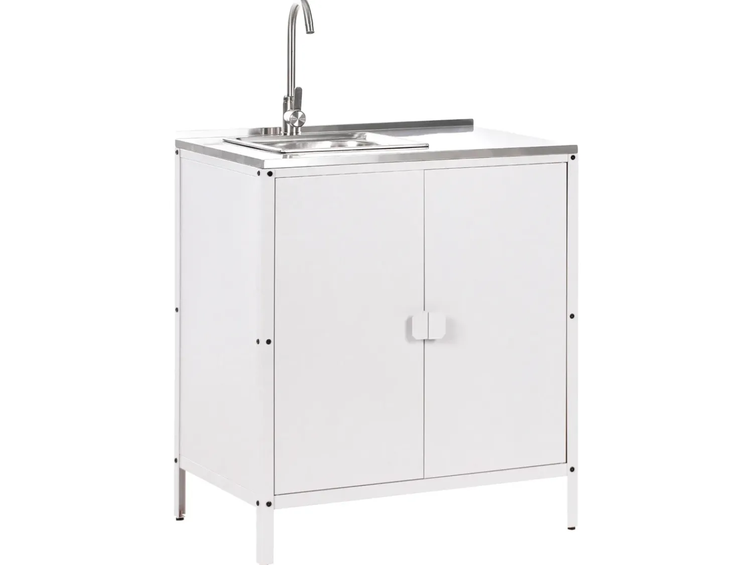 Clearance Beliani Set cucina da esterno elementi con lavello VILAMA Metallo Bianco Bianco Argento