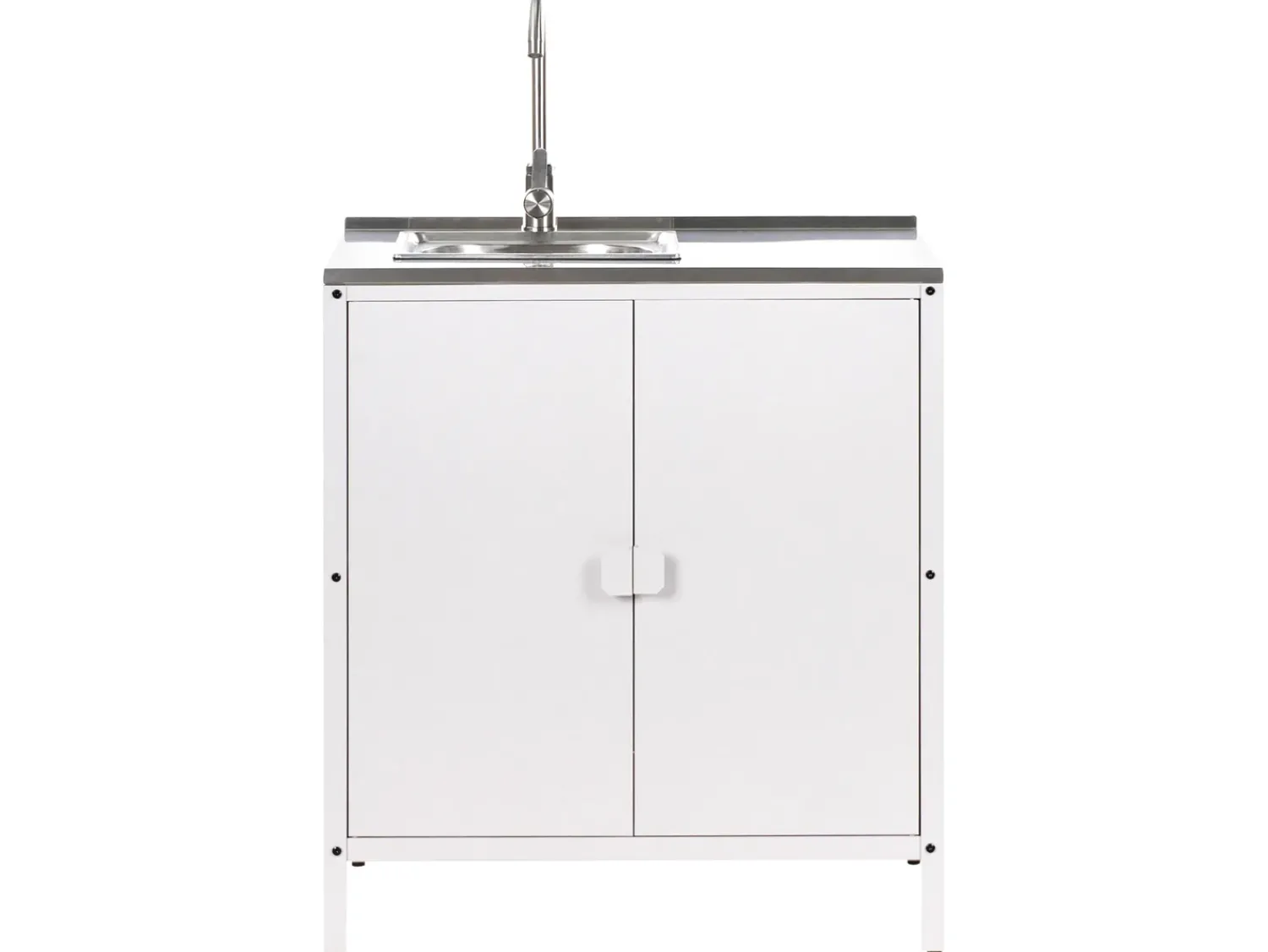 Clearance Beliani Set cucina da esterno elementi con lavello VILAMA Metallo Bianco Bianco Argento