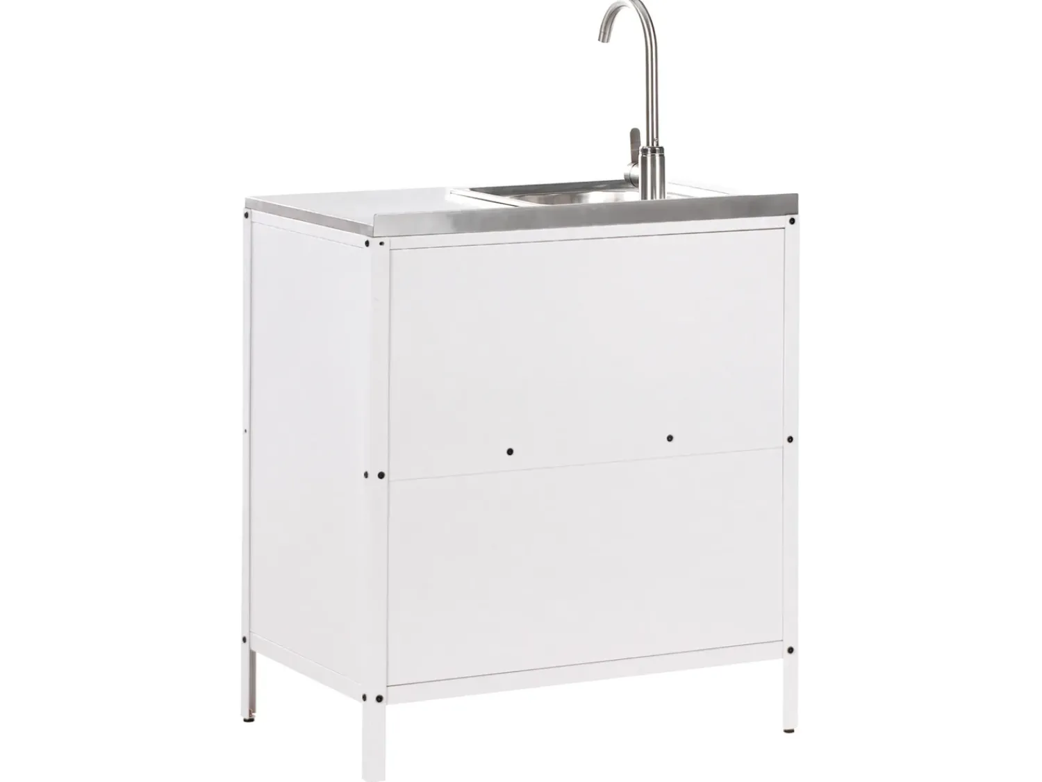 Clearance Beliani Set cucina da esterno elementi con lavello VILAMA Metallo Bianco Bianco Argento