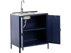 Discount Beliani Set cucina da esterno elementi con lavello VILAMA Metallo Blu Blu Argento