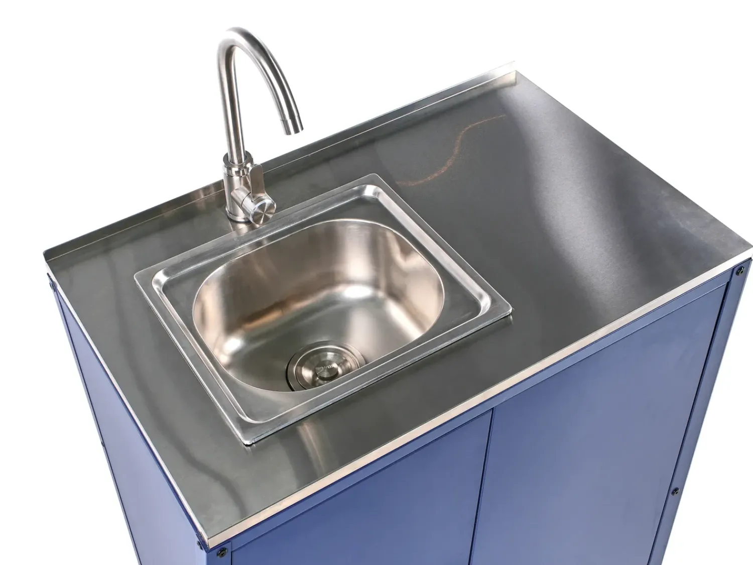 Discount Beliani Set cucina da esterno elementi con lavello VILAMA Metallo Blu Blu Argento