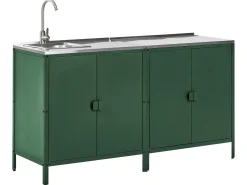 Clearance Beliani Set cucina da esterno elementi con lavello VILAMA Metallo Verde Verde Argento