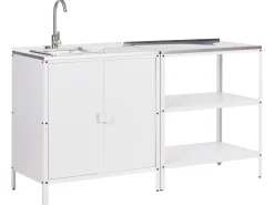 Beliani Set cucina da esterno 2 elementi con lavello VILAMA Metallo Bianco Bianco Argento