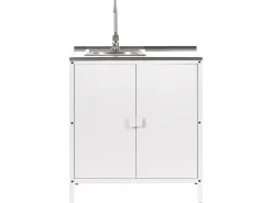Beliani Set cucina da esterno 2 elementi con lavello VILAMA Metallo Bianco Bianco Argento