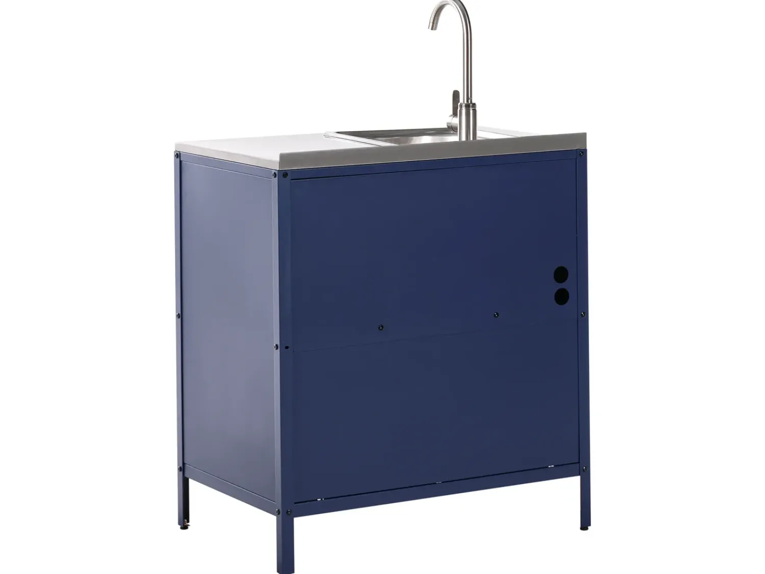 New Beliani Set cucina da esterno 2 elementi con lavello VILAMA Metallo Blu Blu Argento