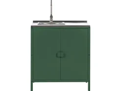 Clearance Beliani Set cucina da esterno 2 elementi con lavello VILAMA Metallo Verde Verde Argento