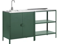 Clearance Beliani Set cucina da esterno 2 elementi con lavello VILAMA Metallo Verde Verde Argento
