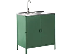 Clearance Beliani Set cucina da esterno 2 elementi con lavello VILAMA Metallo Verde Verde Argento