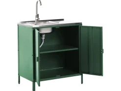 Clearance Beliani Set cucina da esterno 2 elementi con lavello VILAMA Metallo Verde Verde Argento