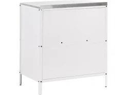 Hot Beliani Set cucina da esterno 3 elementi con lavello VILAMA Metallo Bianco Bianco Argento