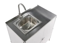 Sale Beliani Set cucina da esterno 3 elementi con lavello VILAMA Metallo Bianco Bianco Argento