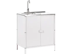 Sale Beliani Set cucina da esterno 3 elementi con lavello VILAMA Metallo Bianco Bianco Argento