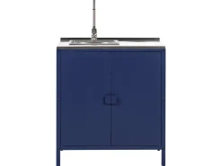 Best Beliani Set cucina da esterno 3 elementi con lavello VILAMA Metallo Blu Blu Argento
