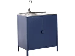 Best Beliani Set cucina da esterno 3 elementi con lavello VILAMA Metallo Blu Blu Argento