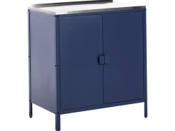 Best Beliani Set cucina da esterno 3 elementi con lavello VILAMA Metallo Blu Blu Argento