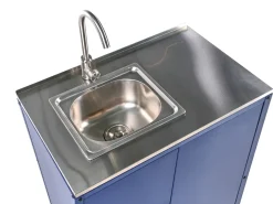 Best Beliani Set cucina da esterno 3 elementi con lavello VILAMA Metallo Blu Blu Argento